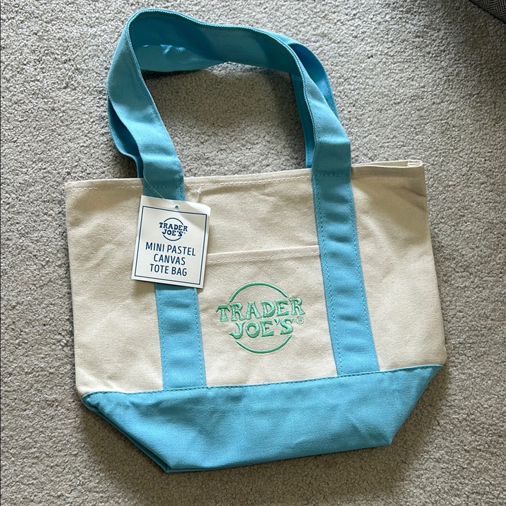 Blue and Cream Canvas Tote Bag